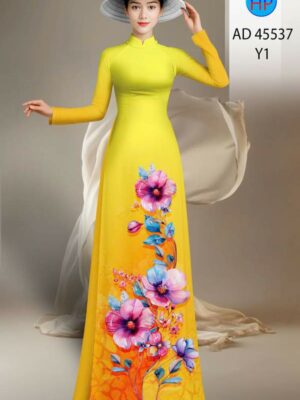 Vải Áo Dài Hoa In 3D AD 45537