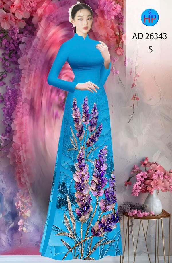 Vải Áo Dài Hoa In 3D AD 26343