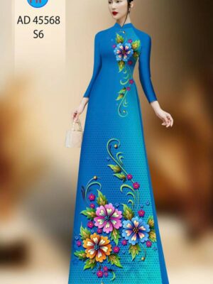 Vải Áo Dài Hoa In 3D AD 45568