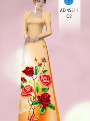 Vải Áo Dài Hoa Hồng AD 45511