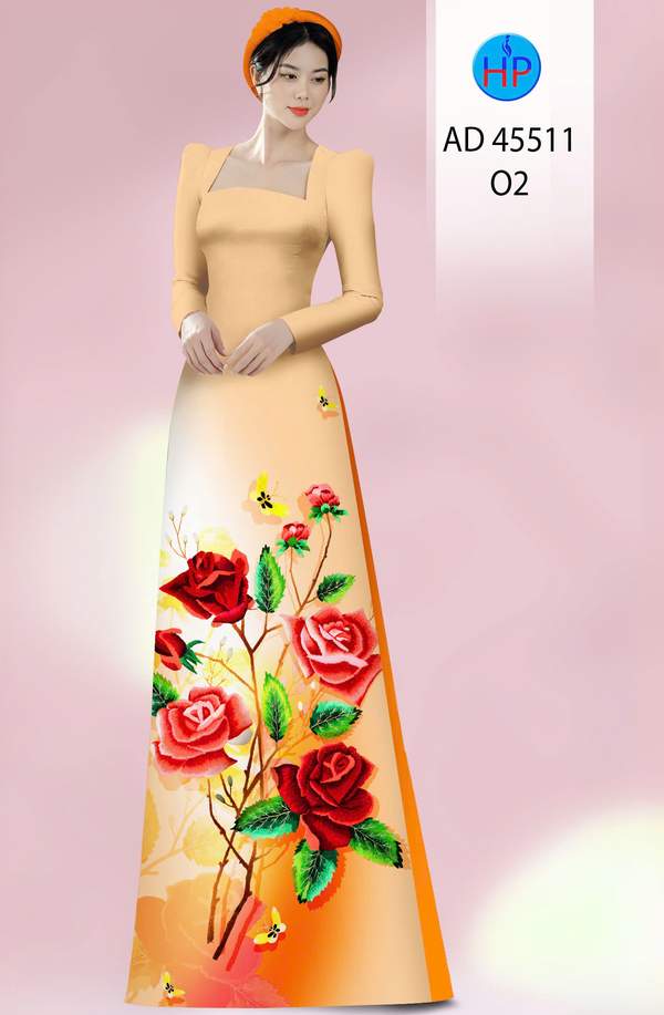 Vải Áo Dài Hoa Hồng AD 45511