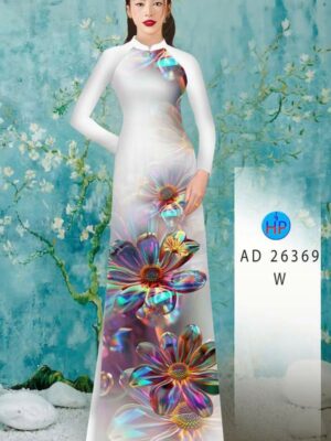 Vải Áo Dài Hoa In 3D AD 26369