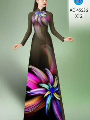 Vải Áo Dài Hoa In 3D AD 45536