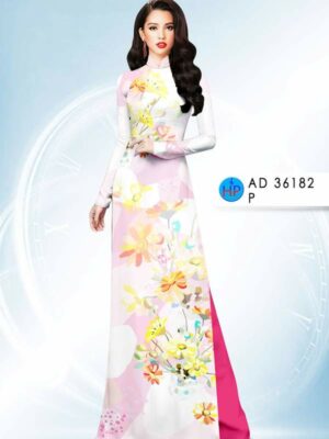 Vải Áo Dài Hoa In 3D AD 36182