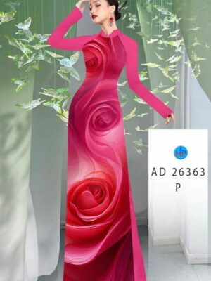 Vải Áo Dài Hoa Hồng AD 26363