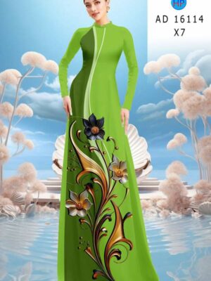 Vải Áo Dài Hoa In 3D AD 16114