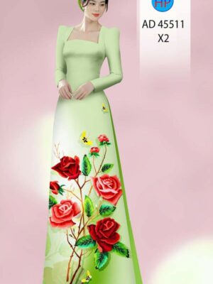 Vải Áo Dài Hoa Hồng AD 45511