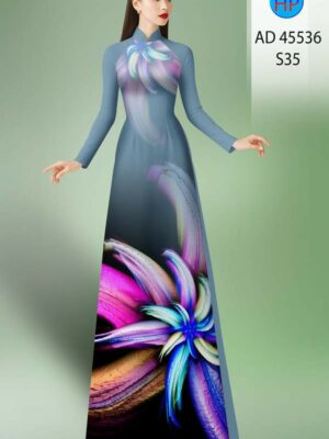 Vải Áo Dài Hoa In 3D AD 45536