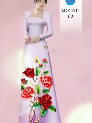 Vải Áo Dài Hoa Hồng AD 45511