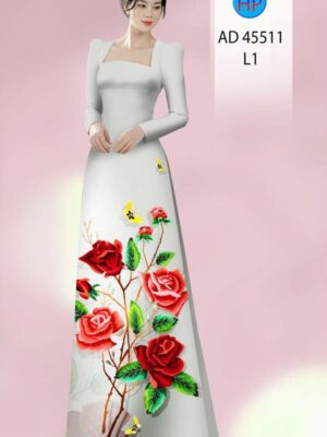 Vải Áo Dài Hoa Hồng AD 45511