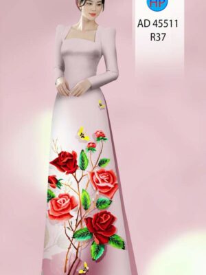 Vải Áo Dài Hoa Hồng AD 45511