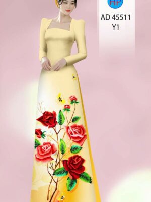 Vải Áo Dài Hoa Hồng AD 45511