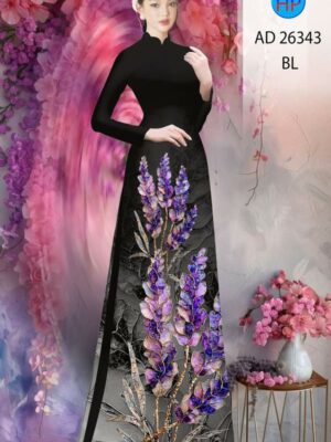 Vải Áo Dài Hoa In 3D AD 26343