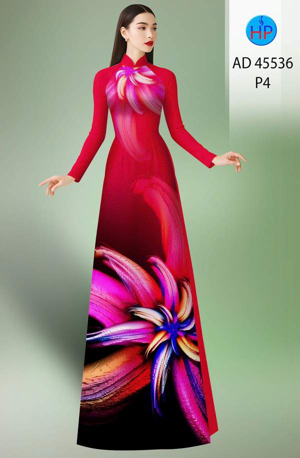 Vải Áo Dài Hoa In 3D AD 45536