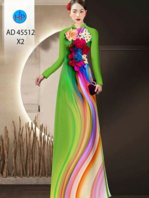 Vải Áo Dài Hoa In 3D AD 45512