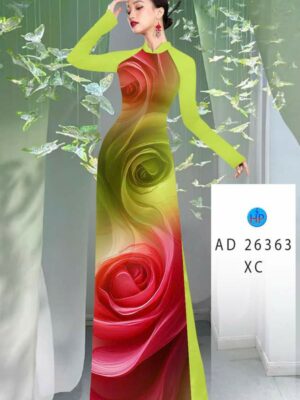 Vải Áo Dài Hoa Hồng AD 26363