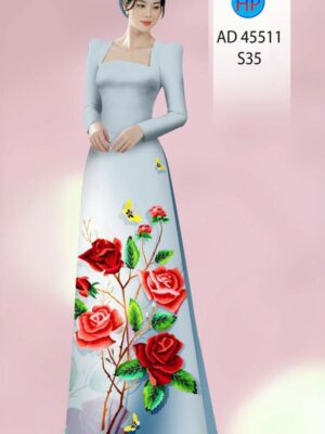 Vải Áo Dài Hoa Hồng AD 45511