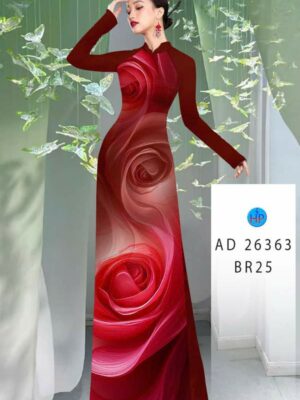 Vải Áo Dài Hoa Hồng AD 26363