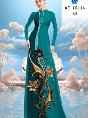 Vải Áo Dài Hoa In 3D AD 16114