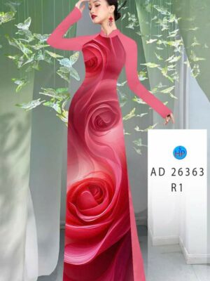 Vải Áo Dài Hoa Hồng AD 26363