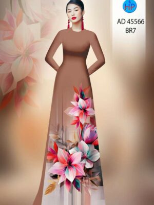 Vải Áo Dài Hoa In 3D AD 45566