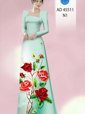 Vải Áo Dài Hoa Hồng AD 45511