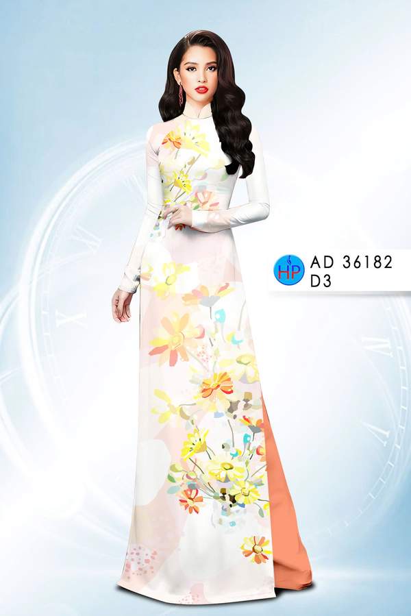 Vải Áo Dài Hoa In 3D AD 36182