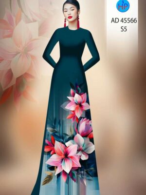Vải Áo Dài Hoa In 3D AD 45566