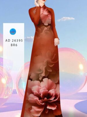 Vải Áo Dài Hoa In 3D AD 26395