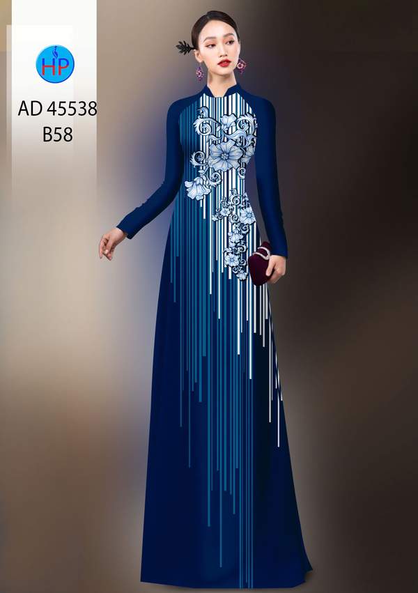 Vải Áo Dài Hoa In 3D AD 45538