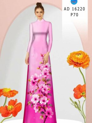 Vải Áo Dài Hoa In 3D AD 16220