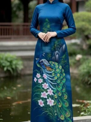 Vải Áo Dài Vẽ Tay Cao Cấp Hình AD V