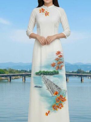 Vải Áo Dài Vẽ Tay Cao Cấp Hình AD V