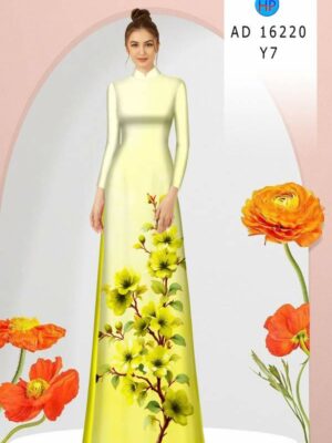 Vải Áo Dài Hoa In 3D AD 16220