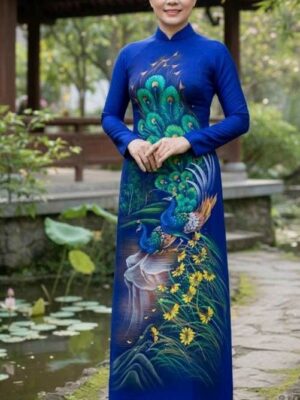Vải Áo Dài Vẽ Tay Cao Cấp Hình AD V