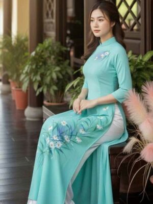 Vải Áo Dài Vẽ Tay Cao Cấp Hình AD V