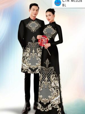 Vải Áo Dài Cặp Đôi Hoa Văn AD CTNML026