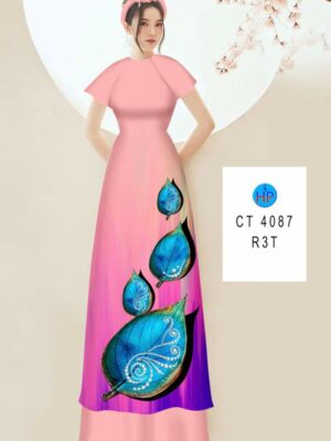 Vải Áo Dài In Hình Lá AD 4087