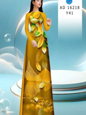 Vải Áo Dài In Hình Lá AD 16218
