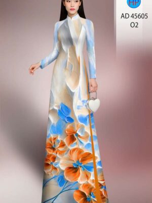 Vải Áo Dài Hoa In 3D AD 45605