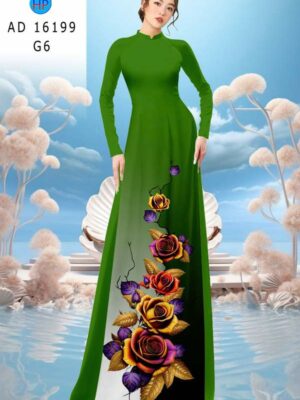 Vải Áo Dài Hoa Hồng AD 16199