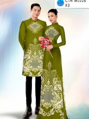 Vải Áo Dài Cặp Đôi Hoa Văn AD CTNML026