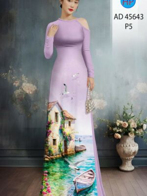 Vải Áo Dài Phong Cảnh AD 45643