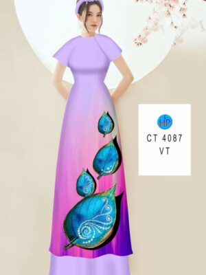 Vải Áo Dài In Hình Lá AD 4087