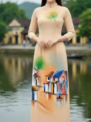 Vải Áo Dài Vẽ Tay Cao Cấp Hình AD V