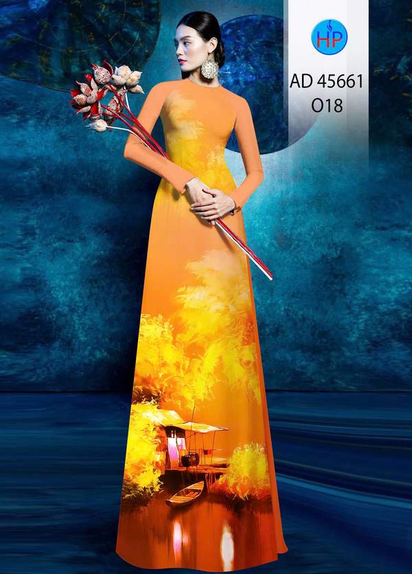 Vải Áo Dài Phong Cảnh AD 45661