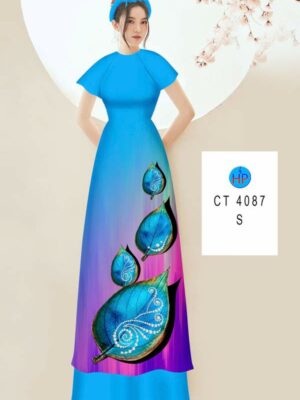 Vải Áo Dài In Hình Lá AD 4087