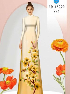 Vải Áo Dài Hoa In 3D AD 16220