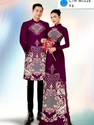 Vải Áo Dài Cặp Đôi Hoa Văn AD CTNML026