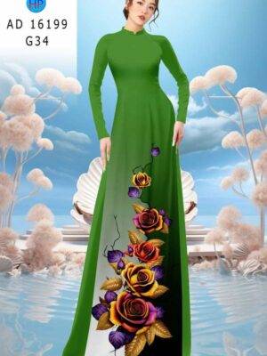 Vải Áo Dài Hoa Hồng AD 16199